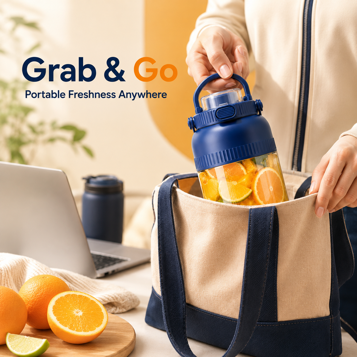 Presse-agrumes et mixeur électrique portable 800 ml – Jus frais, smoothies et shakes où que vous soyez