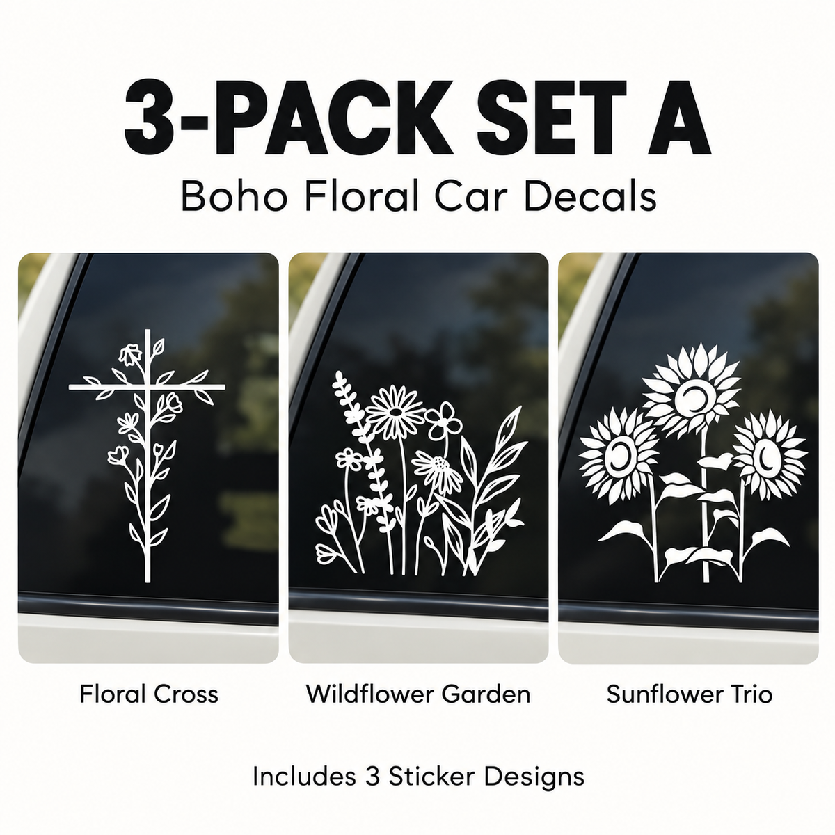 🌼 50% OFF 🚗 Boho Wildflower Car Decals – Waterproof & Sun-Resistant Floral Stickers