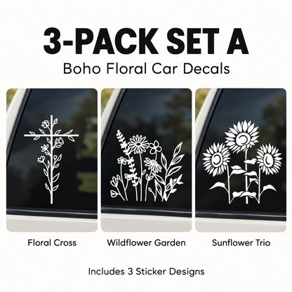 🌼 50% OFF 🚗 Boho Wildflower Car Decals – Waterproof & Sun-Resistant Floral Stickers