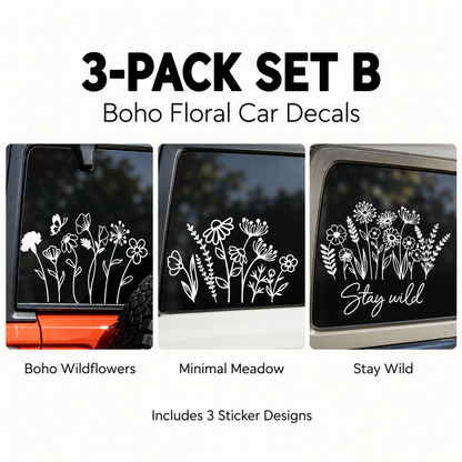 🌼 50% OFF 🚗 Boho Wildflower Car Decals – Waterproof & Sun-Resistant Floral Stickers
