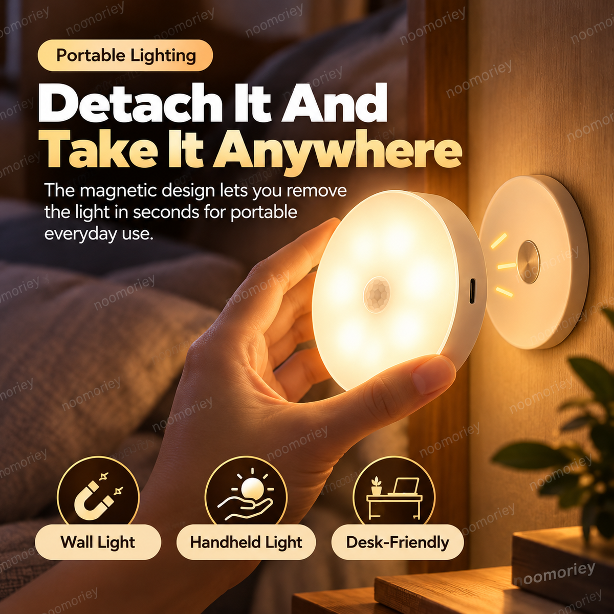 💡 Smart Motion Sensor LED Light – Rechargeable Magnetic Night Light with Automatic On/Off