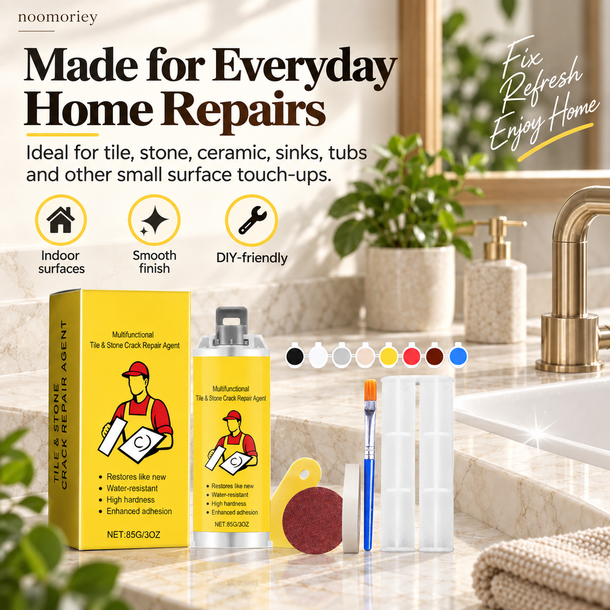 🔥Colle de réparation pour carrelage à séchage rapide - Kit complet avec outils pour le bricolage – Réparez les fissures définitivement en quelques minutes !✨