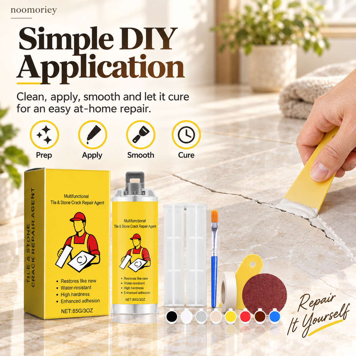 🔥Colle de réparation pour carrelage à séchage rapide - Kit complet avec outils pour le bricolage – Réparez les fissures définitivement en quelques minutes !✨