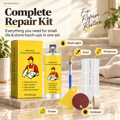 🔥Colle de réparation pour carrelage à séchage rapide - Kit complet avec outils pour le bricolage – Réparez les fissures définitivement en quelques minutes !✨