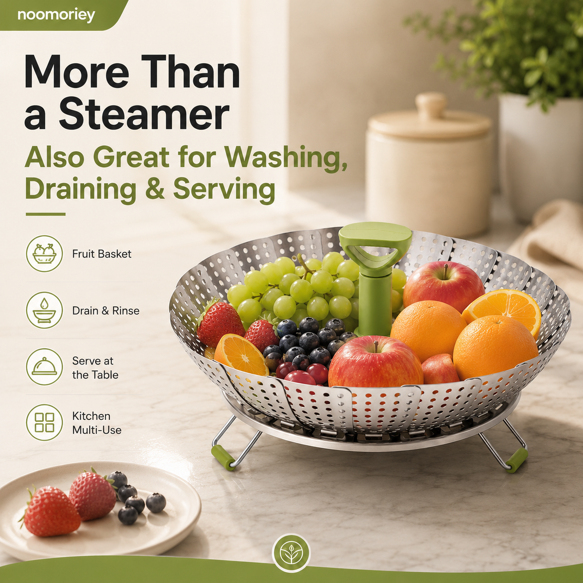 Panier vapeur pour légumes en acier inoxydable, panier vapeur pour marmite 🥦