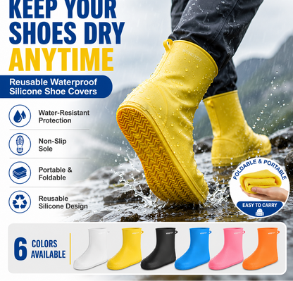 🌧️ Heavy-Duty Waterproof Shoe Covers – Anti-Slip, Foldable & Reusable