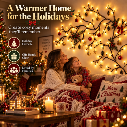 ✨ Flexible LED Branch Lights | Remote-Controlled Holiday Wall Decor(📦Buy 2 Free Shipping)🎁！！！