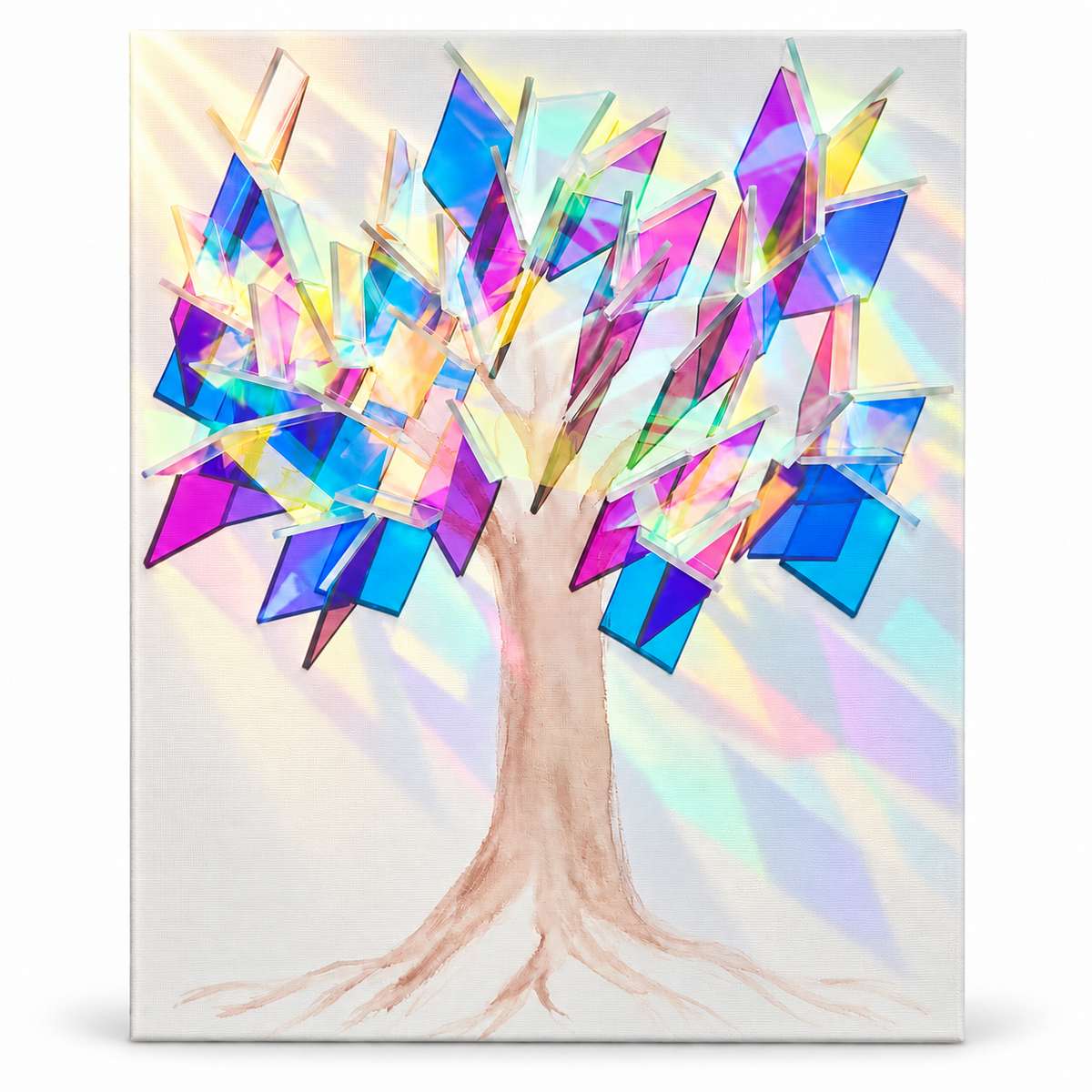 🌈 Décoration murale arbre attrape-soleil prismatique – Décoration d'intérieur 3D irisée