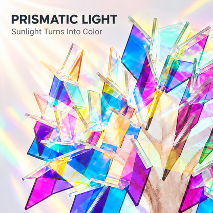 🌈 Décoration murale arbre attrape-soleil prismatique – Décoration d'intérieur 3D irisée