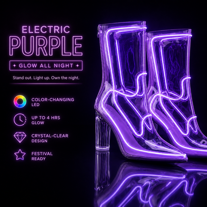 🌈 Bottines de cow-boy LED à couleurs changeantes – Bottes transparentes lumineuses