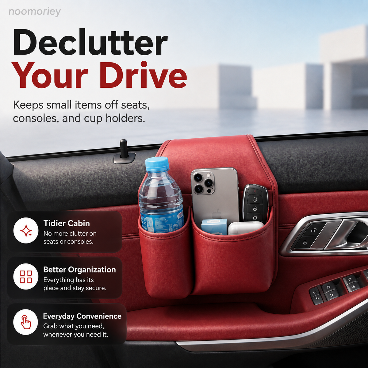 🔥 Car Door Storage Pocket Organizer – Premium Leather, Dual-Layer & Easy-Reach Design