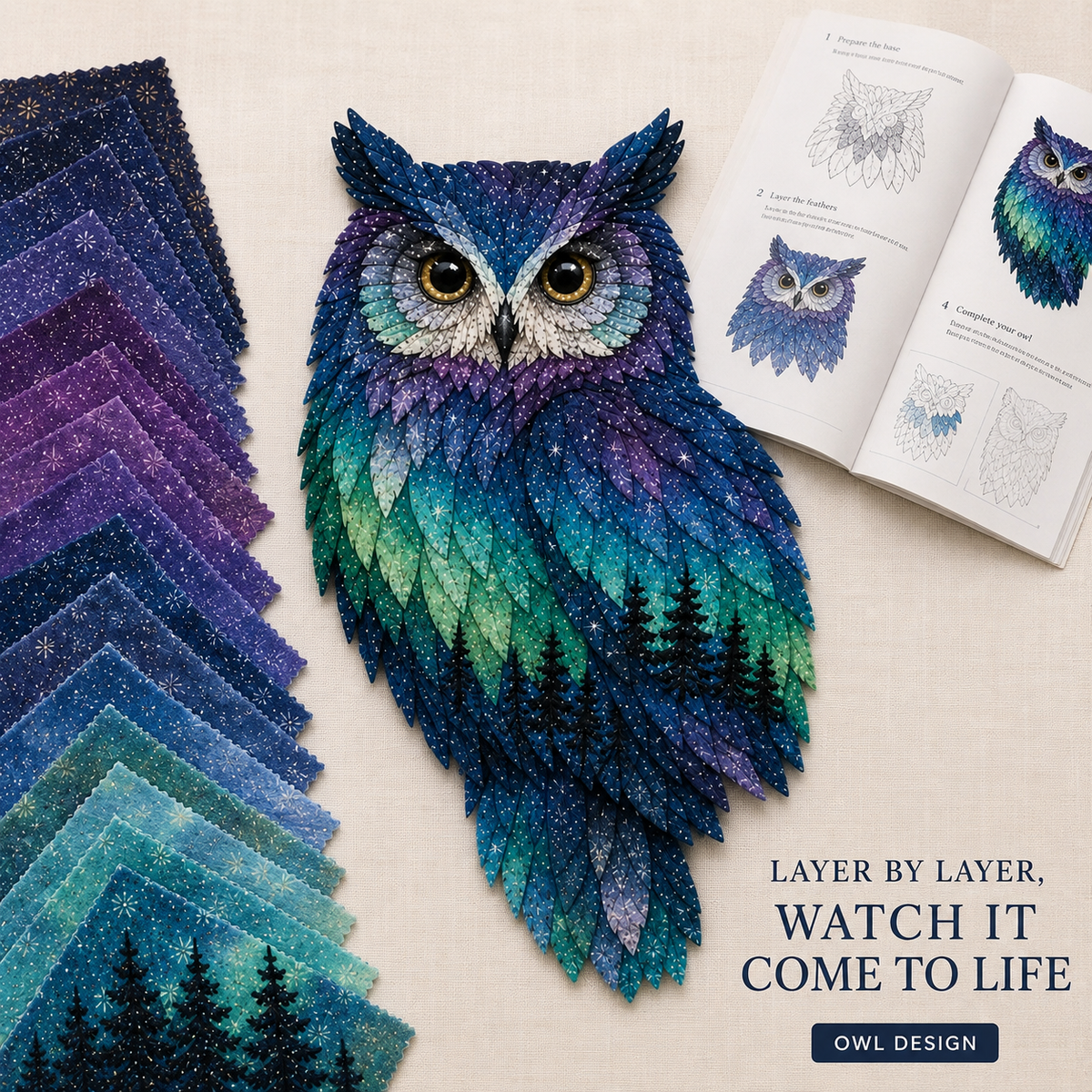 ⏳Dernier jour - 49 % de réduction - Kit de broderie DIY « Aurores boréales et faune sauvage »🌌🐺