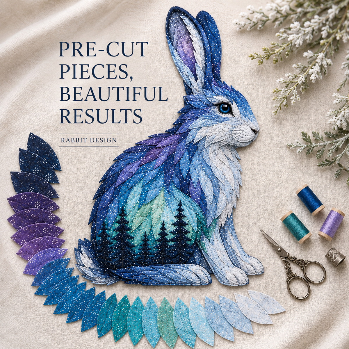 ⏳Dernier jour - 49 % de réduction - Kit de broderie DIY « Aurores boréales et faune sauvage »🌌🐺