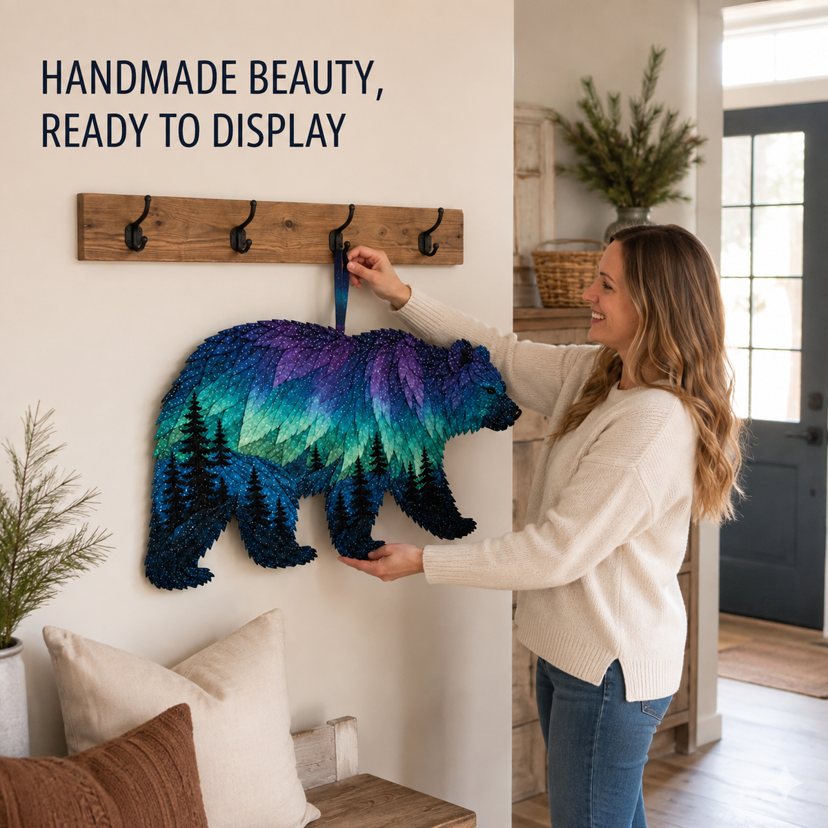 ⏳Dernier jour - 49 % de réduction - Kit de broderie DIY « Aurores boréales et faune sauvage »🌌🐺
