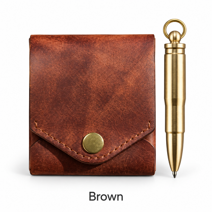 Portefeuille en cuir vintage fait main avec emplacement pour stylo