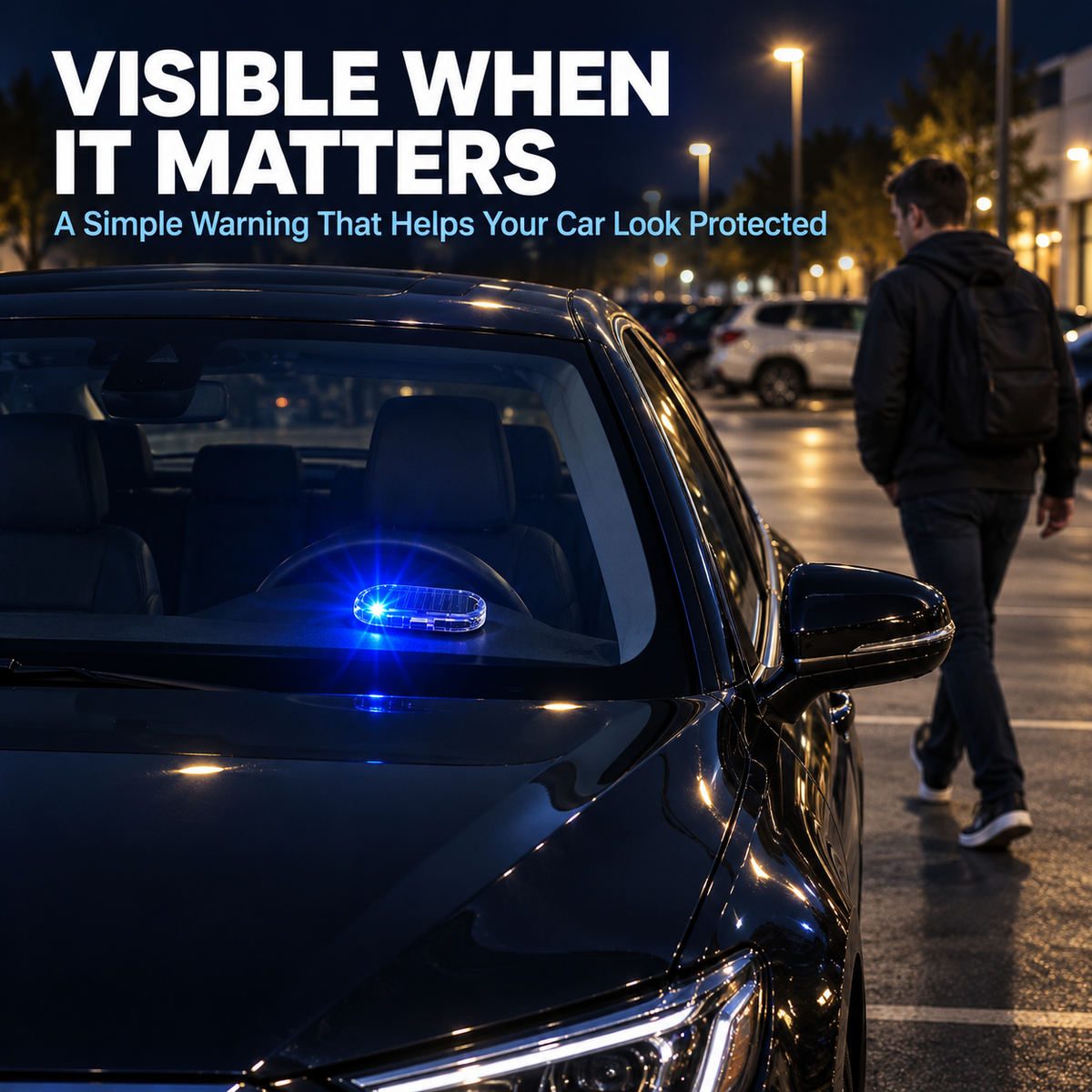 Solar Car Security Warning Light – Simulated LED Anti-Theft Indicator