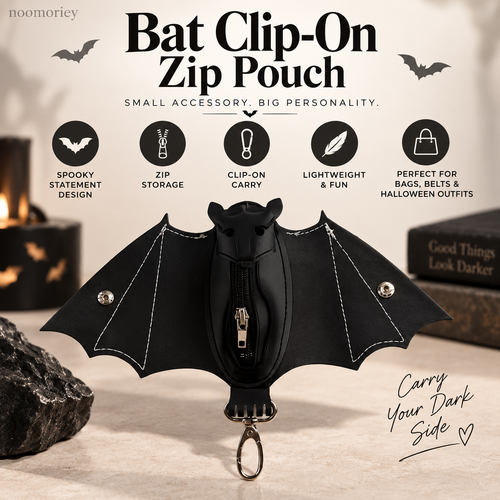 Portefeuille compact en similicuir gothique en forme de chauve-souris