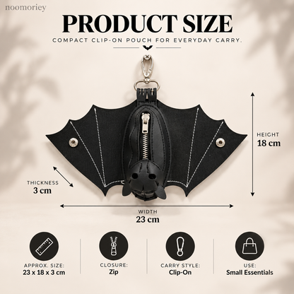 Portefeuille compact en similicuir gothique en forme de chauve-souris