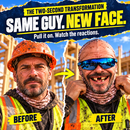😂 Masque de ski drôle avec visage d'ouvrier de chantier – Cadeau farceur pour le travail
