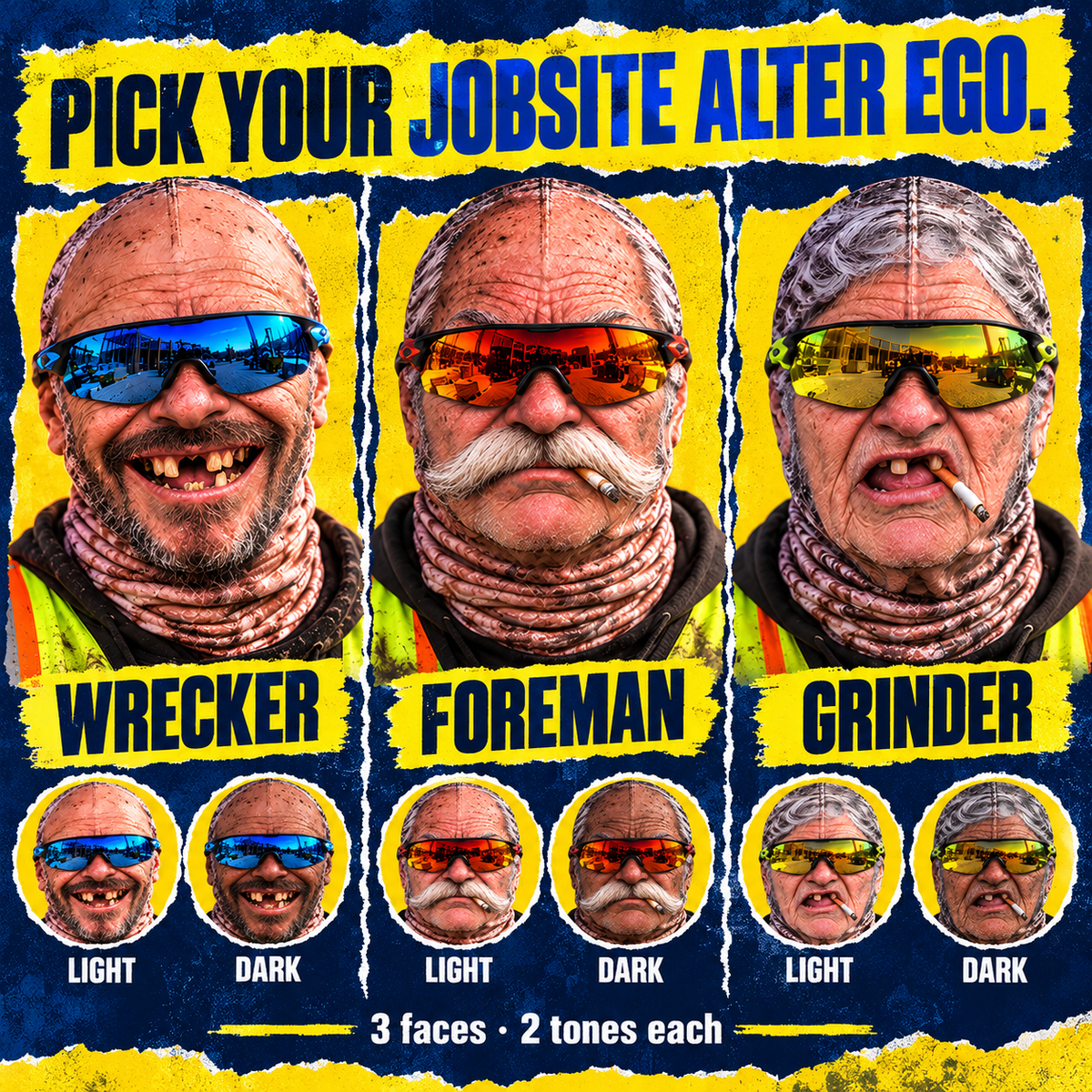 😂 Masque de ski drôle avec visage d'ouvrier de chantier – Cadeau farceur pour le travail