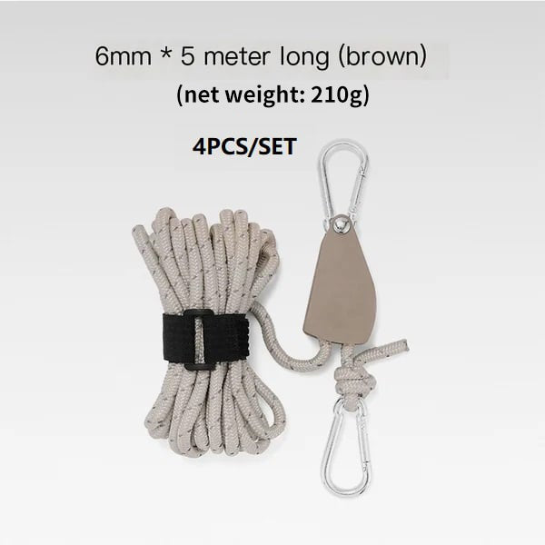 🔥Corde de camping portable et réglable avec tendeur à poulie à dégagement rapide et fixation haute résistance