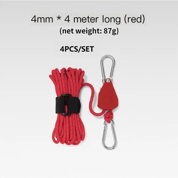 🔥Corde de camping portable et réglable avec tendeur à poulie à dégagement rapide et fixation haute résistance