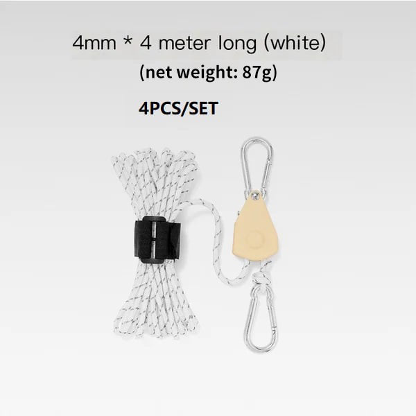 🔥Corde de camping portable et réglable avec tendeur à poulie à dégagement rapide et fixation haute résistance