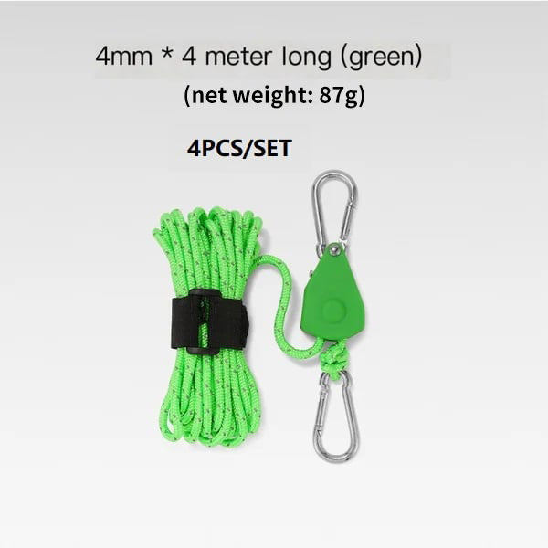 🔥Corde de camping portable et réglable avec tendeur à poulie à dégagement rapide et fixation haute résistance
