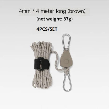 🔥Portable Adjustable Fix Tent High Strength Fast Release Pulley Camping Rope