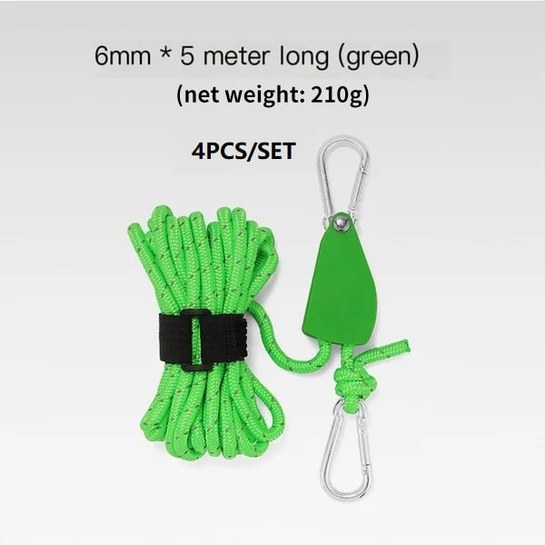 🔥Corde de camping portable et réglable avec tendeur à poulie à dégagement rapide et fixation haute résistance