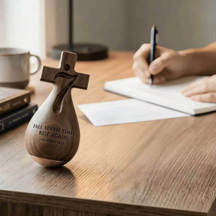 ✝️✨Décoration pieuse en bois massif faite main en forme de patate | Décoration inspirante Proverbes 24:16