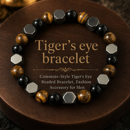 🖤 Bracelet de protection en hématite pour papa – Bracelet minimaliste en perles de pierre, cadeau de fête des Pères significatif pour lui