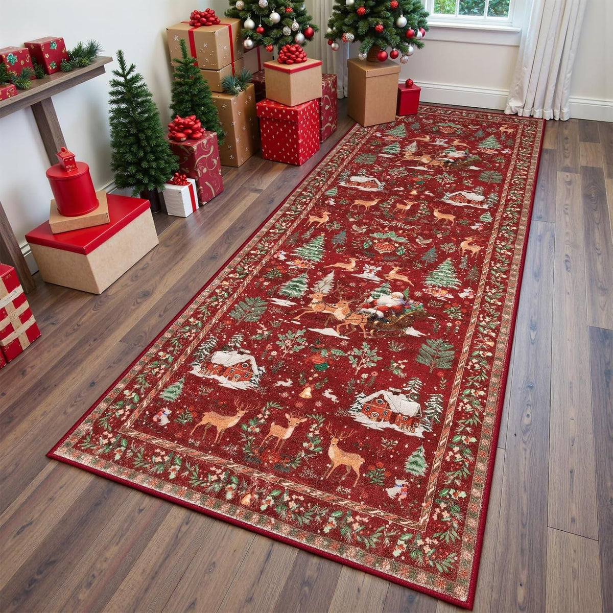 🎄 Cozy Christmas Runner Rug – Washable Non-Slip Holiday Floor Decor