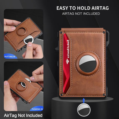 ✨Men's Business Style Pu Leather Card Slots for Airtag, Rfid Blocking Wallet for Daily & Back To School (not Airtag), Gift, Small Wallets