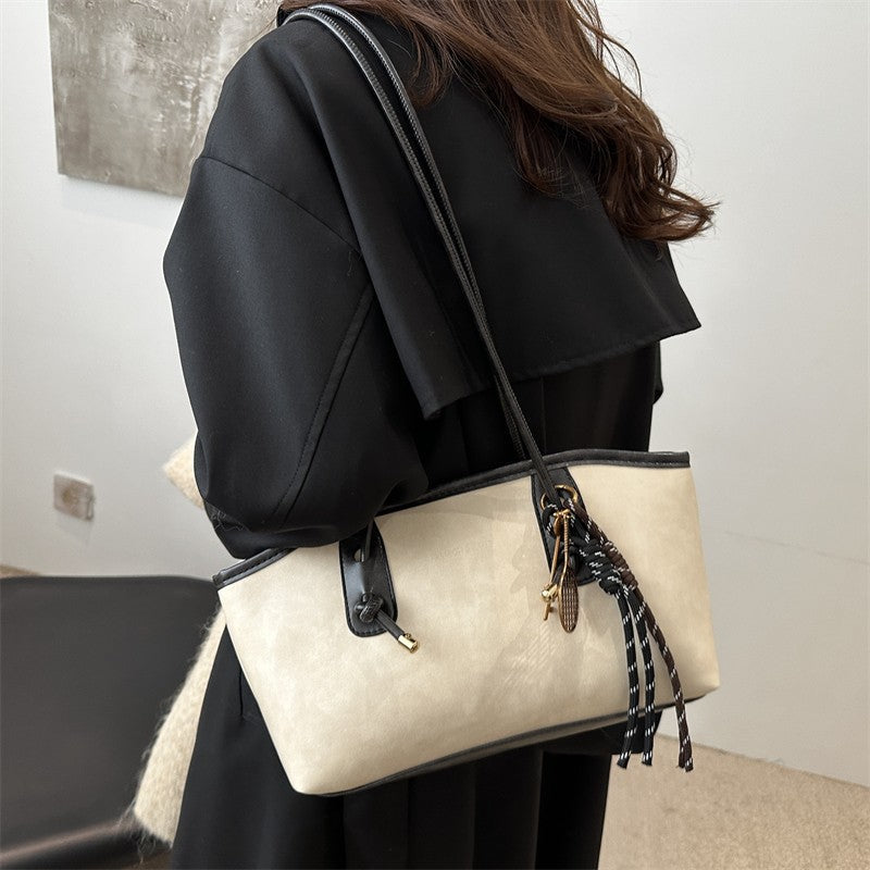 👝Sac à bandoulière élégant pour femme, uni et grande capacité | Sac cabas tendance et polyvalent pour les trajets quotidiens et un usage décontracté