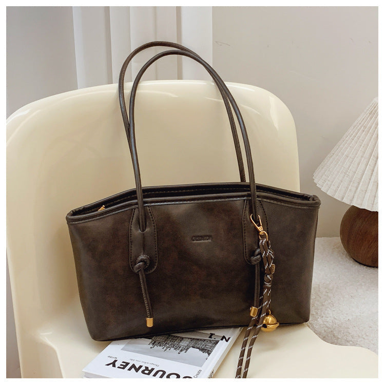👝Sac à bandoulière élégant pour femme, uni et grande capacité | Sac cabas tendance et polyvalent pour les trajets quotidiens et un usage décontracté