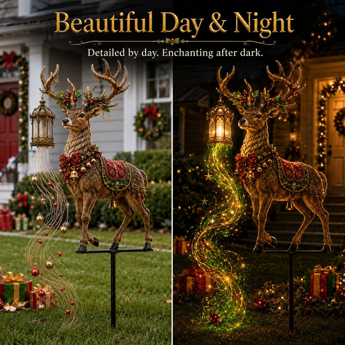 Piquet de jardin lumineux de Noël en forme de renne