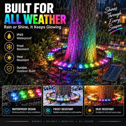 💜💙💚 Un arbre. Des couleurs infinies. – Ring light solaire RGB pour paysage