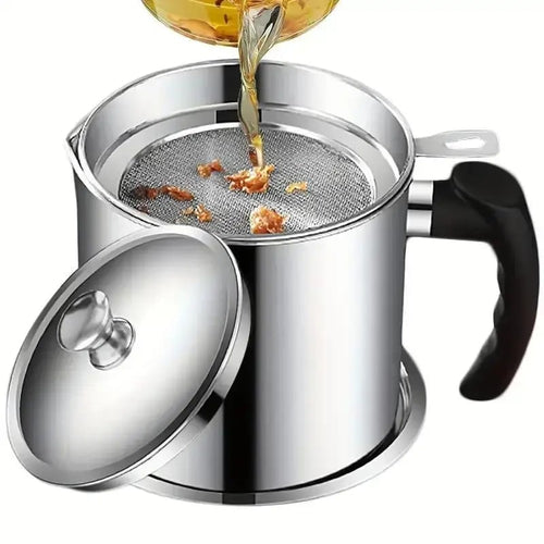 🔥 Meilleure vente !  1 distributeur d’huile de cuisine moderne avec plateau et couvercle, pot à huile en acier inoxydable avec filtre, récipient pour graisse de bacon, flacon pour huile de cuisson, ustensile de cuisine, accessoire de cuisine