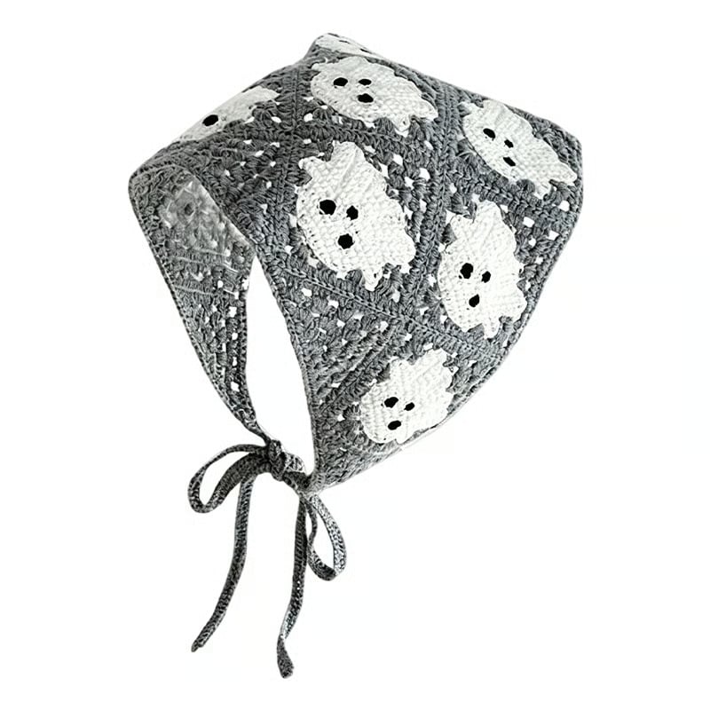 🕷️ Foulard tricoté à motif toile d’araignée pour Halloween 🕷️