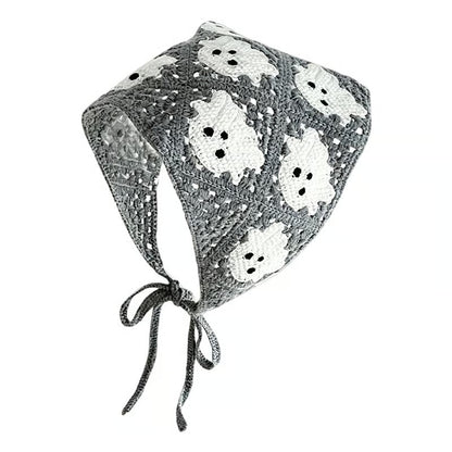 🕷️ Foulard tricoté à motif toile d’araignée pour Halloween 🕷️