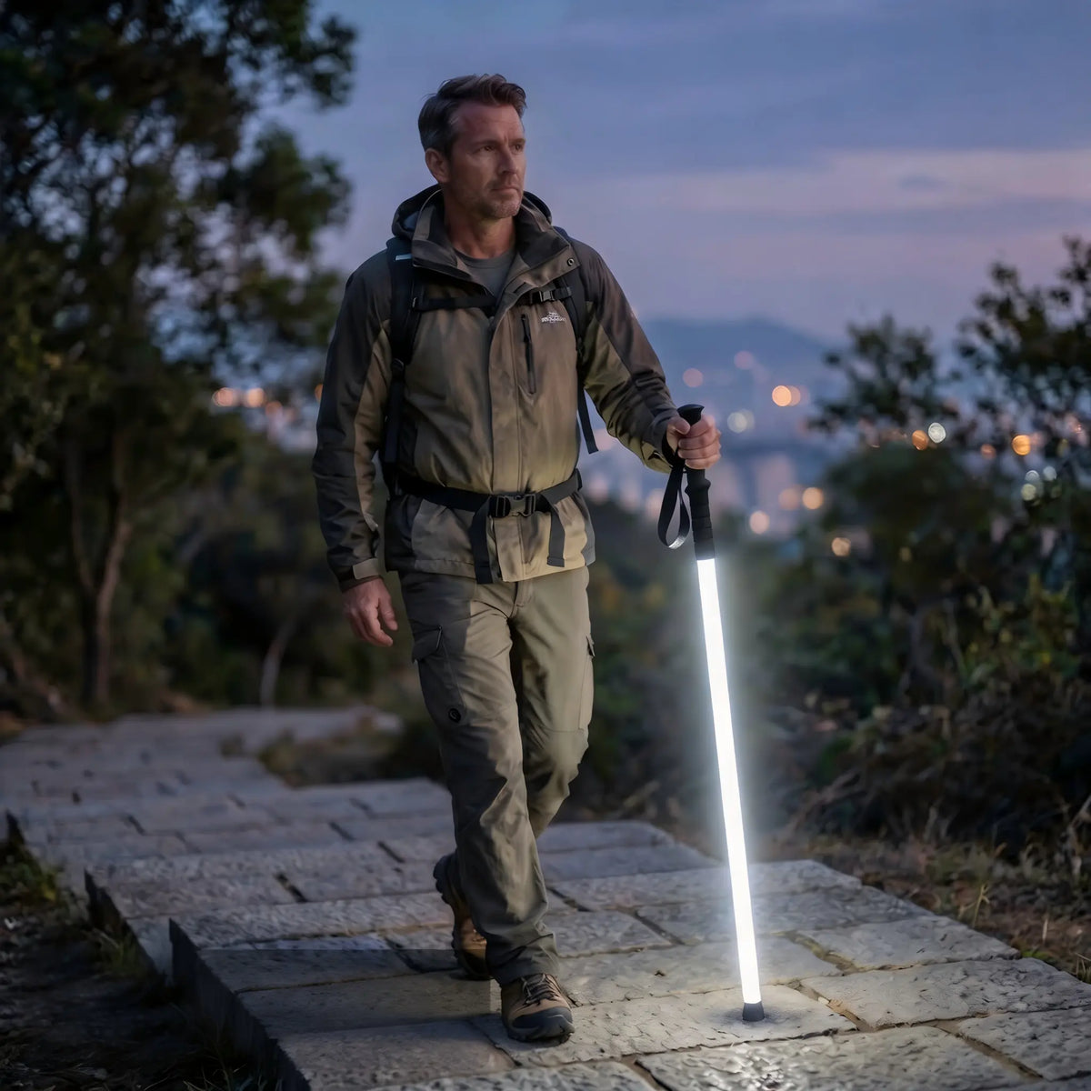Bâtons de trekking à sabre laser LED – Bâtons de randonnée rechargeables pour la randonnée de nuit, le camping et les aventures en plein air