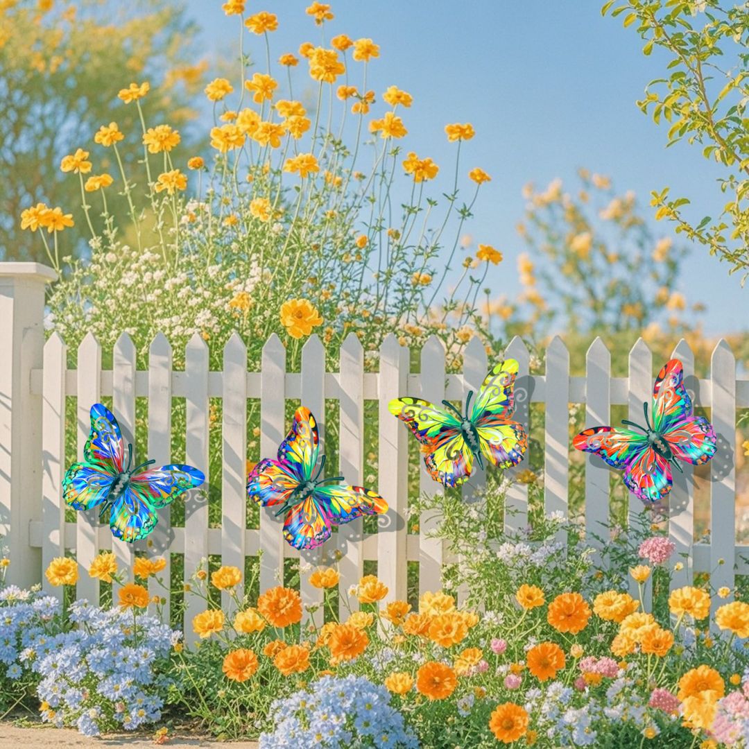 🦋Un ensemble complet ! Décoration murale en métal papillon 4 pièces 🤩