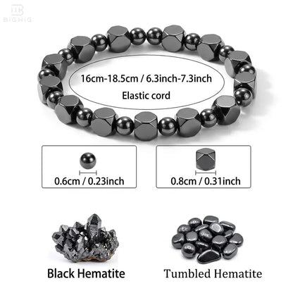 🖤 Bracelet de protection en hématite pour papa – Bracelet minimaliste en perles de pierre, cadeau de fête des Pères significatif pour lui
