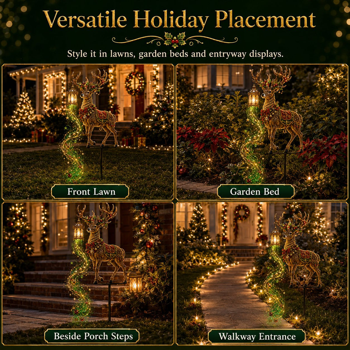 Piquet de jardin lumineux de Noël en forme de renne