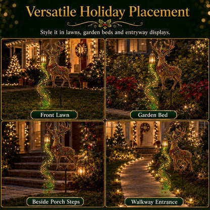Piquet de jardin lumineux de Noël en forme de renne
