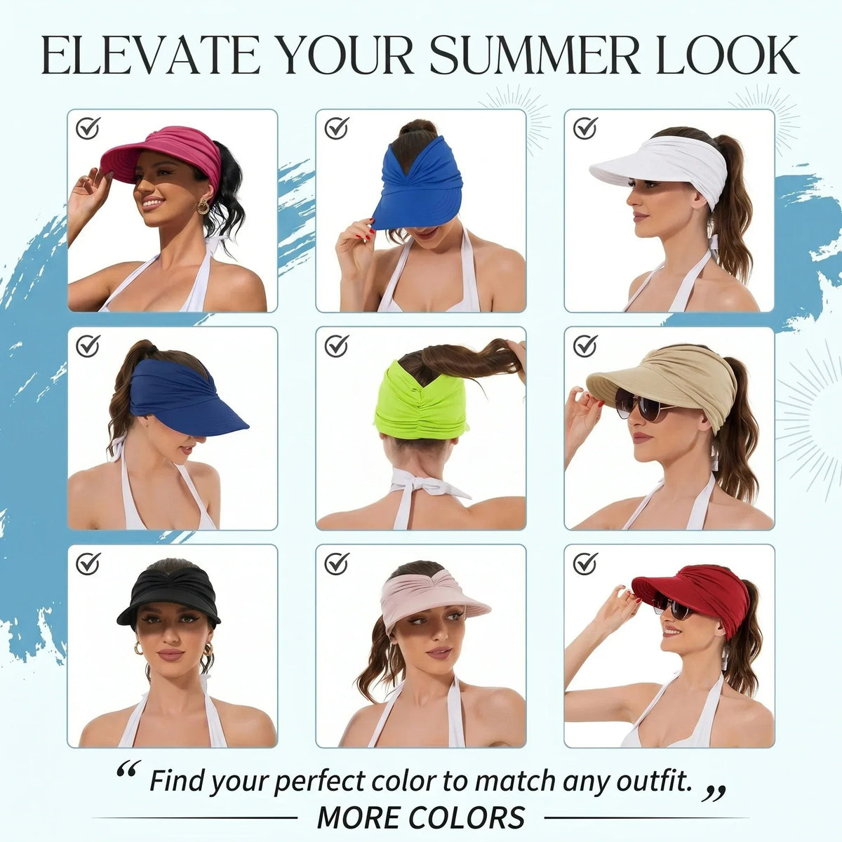 🔥 Vente flash d'été : -50 % 💕👒 Visière anti-UV 50+ avec maintien pour queue de cheval