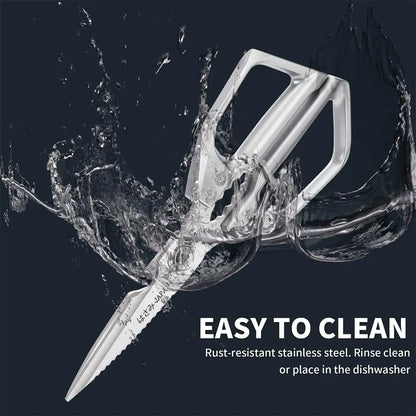 ✂️ Ciseaux de cuisine robustes en acier japonais – Ciseaux polyvalents pour viande, volaille, fruits de mer et herbes aromatiques