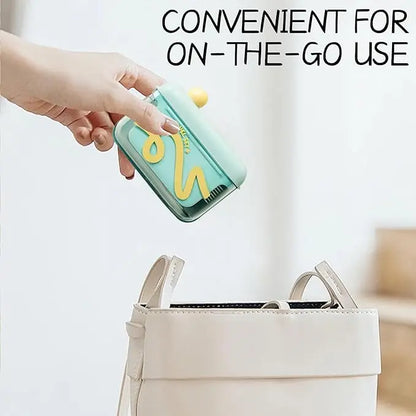 Étui de rangement format voyage - doté d’un distributeur automatique relevable, portable et rechargeable