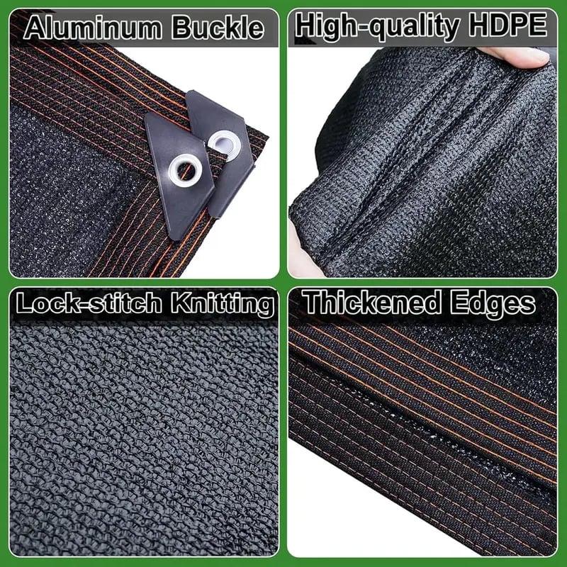 ⛅ Filet d’ombrage noir à 90 % d’opacité, 10 × 13 pi, protection UV avec rivets renforcés